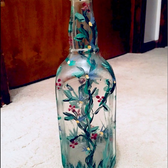 Rustic Hand Painted Vintage Glass